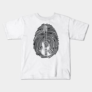 Fingerprint Bass Guitar Outline Light Theme Kids T-Shirt